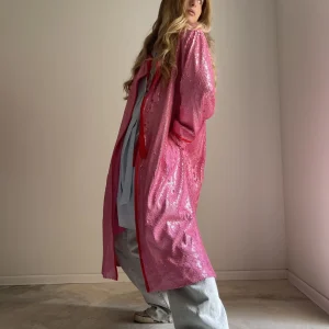 Manteau sequins rose