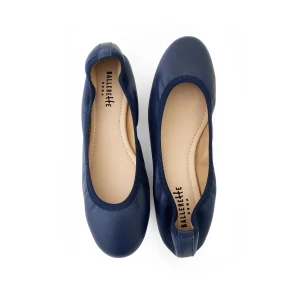 Ballerine con elastico in pelle blu