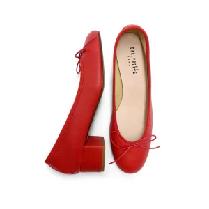 Ballerine in pelle rossa con tacco alto