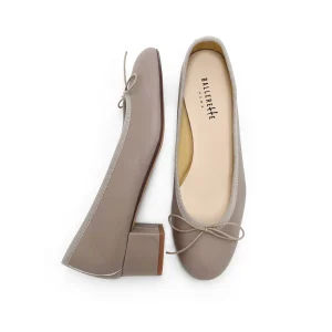 Ballerine in pelle tortora con tacco alto