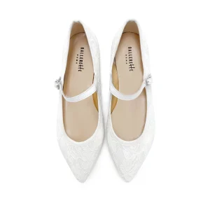 Ballerine Mary Jane bianche da sposa in pizzo