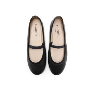 Ballerine bambina nere in pelle con elastico