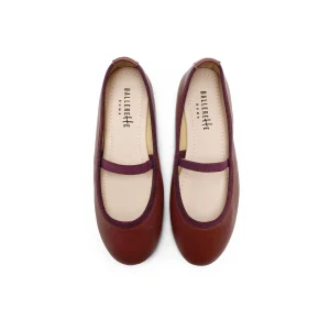 Ballerine bambina bordeaux in pelle con elastico