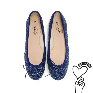 TT GO GREEN Collection - Ballerine glitterate blu in tessuto ECO
