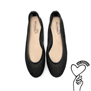 TT GO GREEN Collection - Ballerine trasparenti nere in tessuto ECO mesh e rete