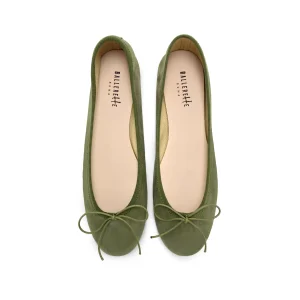 Ballerine verdi in camoscio