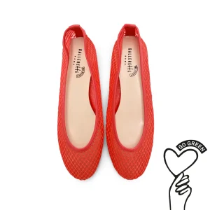 TT GO GREEN Collection - Ballerine trasparenti rosse corallo in tessuto ECO mesh e rete