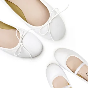 Ballerine bambina bianche in pelle con elastico