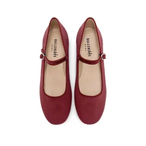 Ballerine bordeaux in velluto con cinturino