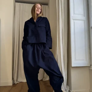 Veste « JOSIE » courte gabardine bleu marine