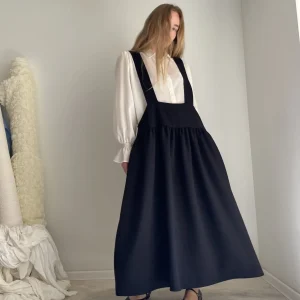 Jupe-Salopette tissu crêpe noir