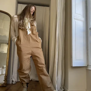 Salopette « LOUISON » gabardine camel