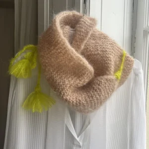 Écharpe kid mohair rose coquille d’œuf