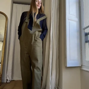 Salopette « LOUISON » gabardine kaki