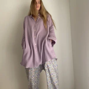 Blouse « LUCIE » gaze de coton mauve