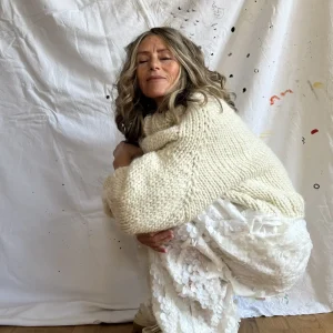 Pull tricoté main en laine