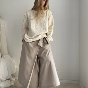 Haut coton jacquard écru