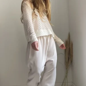 Sweat-shirt maille ajourée écru