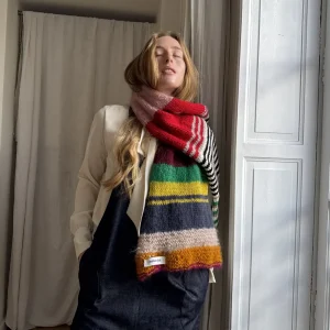 Écharpe tricotée main laine & kid mohair