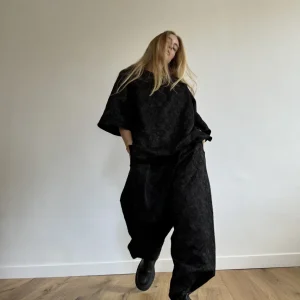 Teeshirt « LUCIEN » brocart fleuri noir