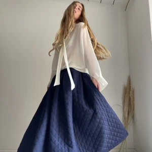 Jupe « MICHELLE » matelassé bleu nuit