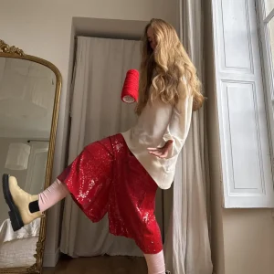 Bermuda « ETIENNE » sequins rouges