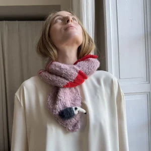 Écharpe tricotée main laine & coton