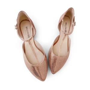 Ballerine t-bar cipria in camoscio laminato