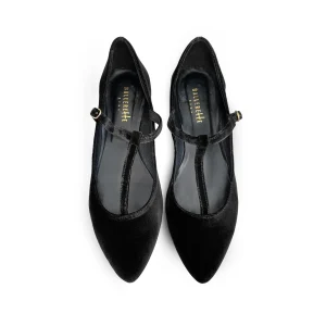 Ballerine t-bar in velluto nero