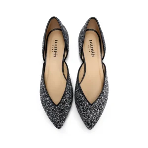 Ballerine aperte in glitter ferro