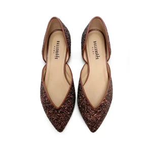 Ballerine aperte in glitter bronzo
