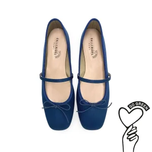 TT GO GREEN Collection - Ballerine Mary Jane blu in raso ECO