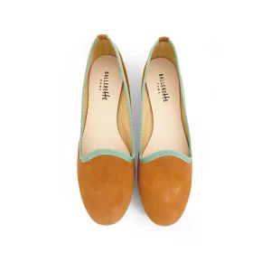 Slippers donna in camoscio cuoio e gros grain verde