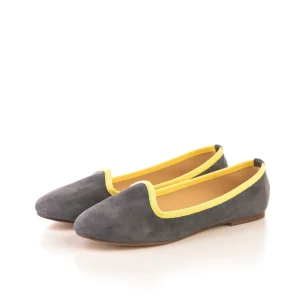 Slippers da donna in camoscio fumo