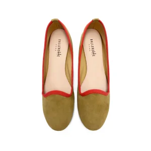 Slippers donna in camoscio verde oliva