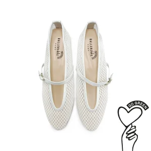 TT GO GREEN Collection - Ballerine mesh trasparenti bianche in tessuto ECO a rete con cinturino