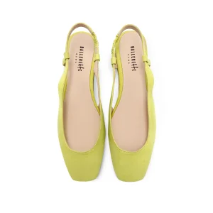Ballerine slingback a punta quadrata verdi lime in camoscio